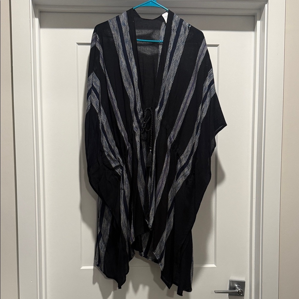 Time and Tru Black and Gray Striped Swim Coverup